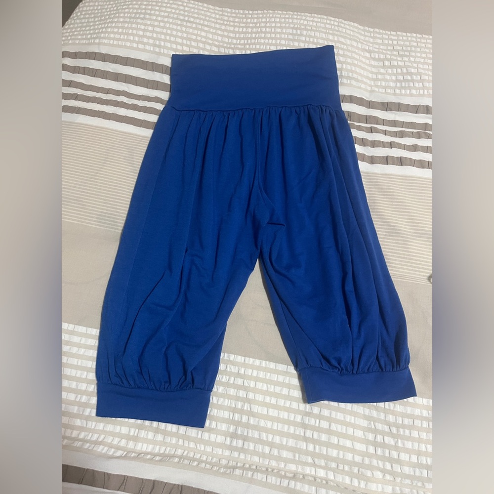 Blue Wide-Leg Capris